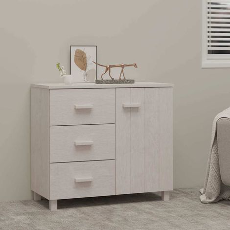 Aparador HAMAR madera maciza de pino blanco 90x40x80 cm (1/4)