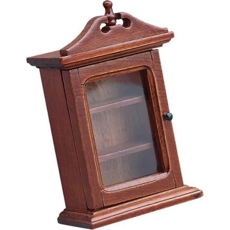 Étagère miniature en bois, meuble ancien européen, vitrine multicolore pour accessoires de maison de poupée et décors. (1/5)