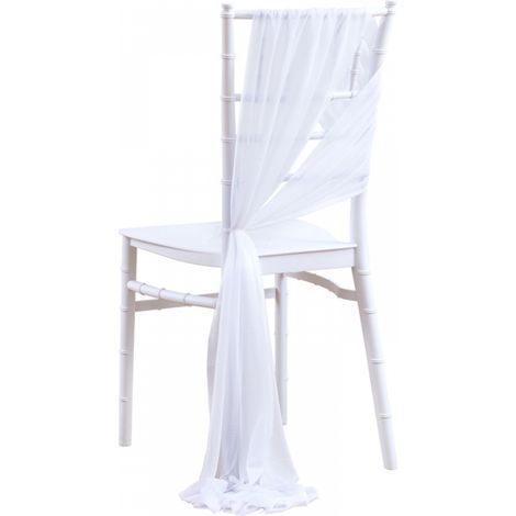 20 Décoration au dos de deux chaises mariage rideau gaze chaise en tulle d'église 250cm Blanc (1/5)