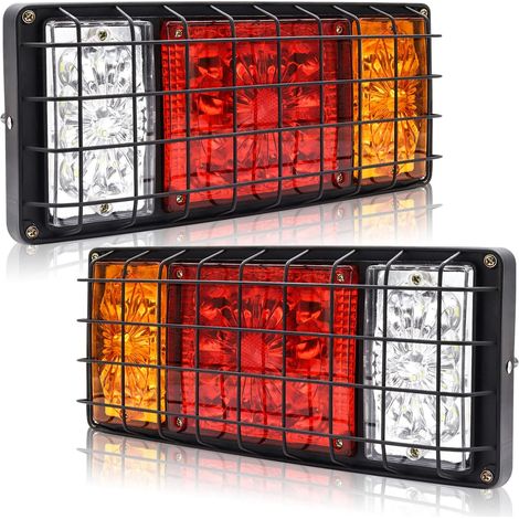 Feux arrière de camion à LED 12V feu de stop Feu de freinage Feux arrière multifonction avec cadre en fer, motif floral, universel (1/5)