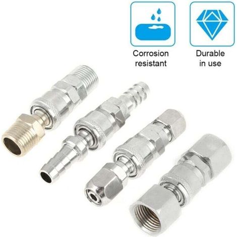 Connettori per tubi flessibili per compressori d'aria, 8 pezzi, raccordo rapido maschio da 1/2" BSP, kit completo con 8 raccordi rapidi da 12 mm e spina di collegamento --Crezuo
