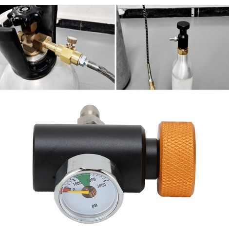 CO2-Flaschenadapter, einstellbares Sodaventil mit 8-mm-Außengewinde und 3000-psi-Manometer (1/5)