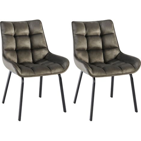 Set di 2 sedie da pranzo generosamente imbottite in velluto antracite con gambe in metallo nero 100007612