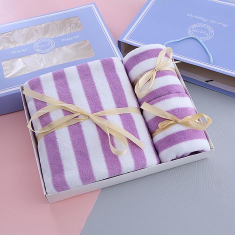Serviette De Bain - Serviette Pour Visage - Microfibre - 70 x 140 cm + 2 x 35 x 75 cm - Ensemble De 3 Pièces (1/2)