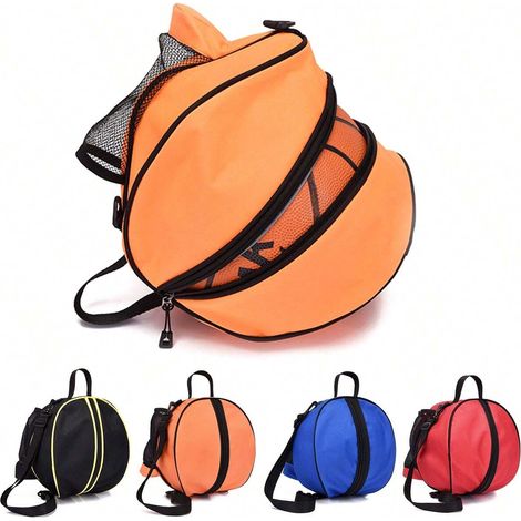 Sac de basket portable durable, adapté pour les ballons de basket et de football de taille 7 à 5. Sac de rangement à tenir à la main ou en sac à dos, couleur orange (1/5)