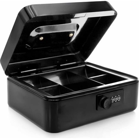 Caisse à monnaie en métal avec serrure Coffre-fort pour espèces avec plateau d'argent 5 tiroirs verrouillables Plateau à cinq compartiments Rangement pour objets de