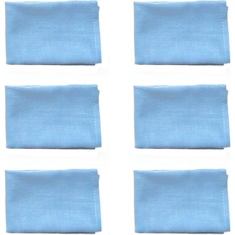 Serviettes Elkuaie - Lin - 30x40 cm Doux et Réutilisables - 6 pièces - Pour Salle à Manger et Fête en Bleu Clair (1/5)