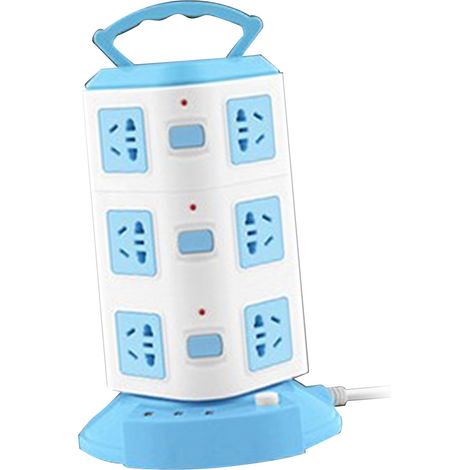 Prise multiple tour multifonctionnelle 220V 10A avec protection contre surcharge, prise portable avec port USB, fiche CN, bloc multiprise vertical pour maison et voyage (1/5)