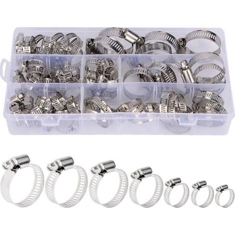 80 Pièces Colliers de Serrage Inox Réglables 6-38mm Assortiment de 7 Tailles (1/4)