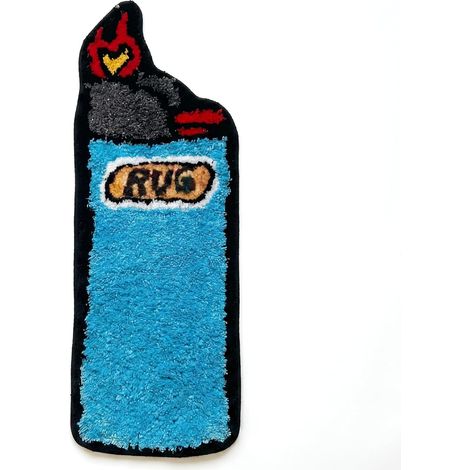 Tapis créatif briquet doux touffeté à la main avec dos antidérapant, design moderne pour chambre à coucher, salon, salle de jeux, chambre d'adolescent (80 x 24 cm)