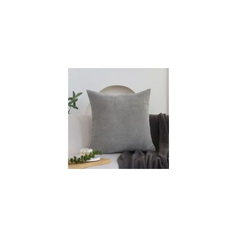 Lot de 2 housses de coussin en velours côtelé gris clair, modernes et douces, pour salon, chambre, canapé.