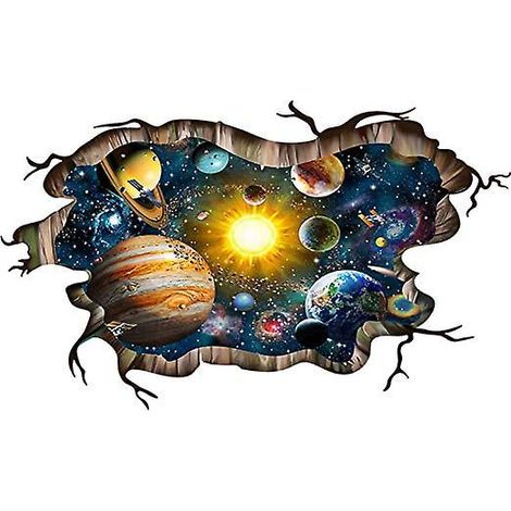 3d Bris Bleu Cosmique Galaxiedcalcomanies Murales, Magique Milky Voie Lacte Extrieur L'espace Stickers Muraux, Toiles Et Solaire Systme Solaire Pa (1/5)