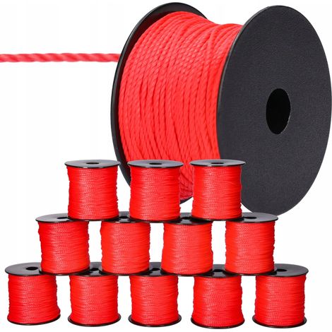 12 x Mauerschnur 50 m x 2 mm ROT
