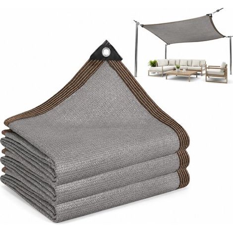 Filet d'ombrage 2 x 4 m, protection 90 %, avec œillets en acier inoxydable, respirant et déperlant, gris, pour jardin et terrasse (1/5)