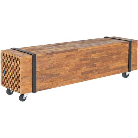 vidaXL Mueble para TV madera teca macizo 110x30x32,5 cm (1/5)