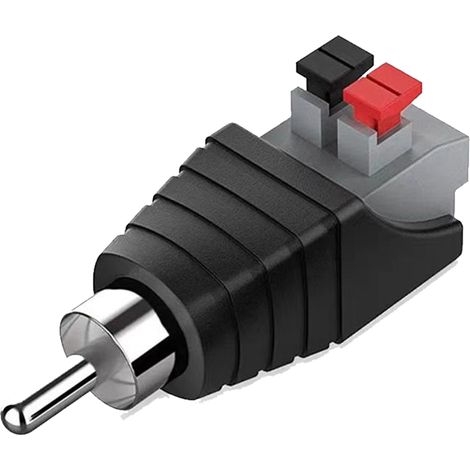 RCA-Stecker-Adapter (männlich) per Knopfdruck, RCA-Stecker auf AV-Federdruck für Audio-Lautsprecher, RCA auf Lautsprecher (1/5)