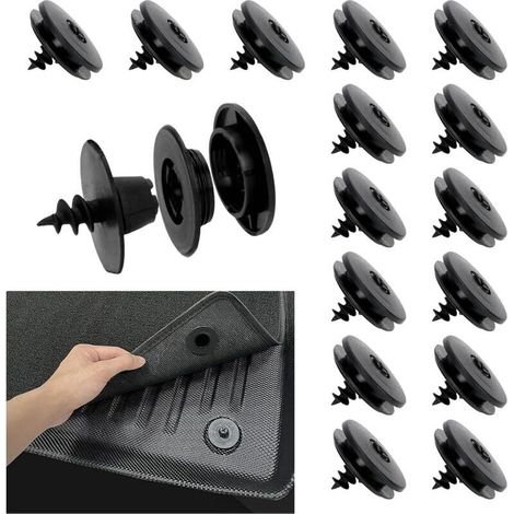 15 Pièces Clips de Fixation pour Tapis de Voiture, Universels 3-en-1 pour Tapis Antidérapants, Clips De Support De Tapi, Boutons-Pression pour Tapis de Sol pour de Nombreux Types de Véhicules (1/5)