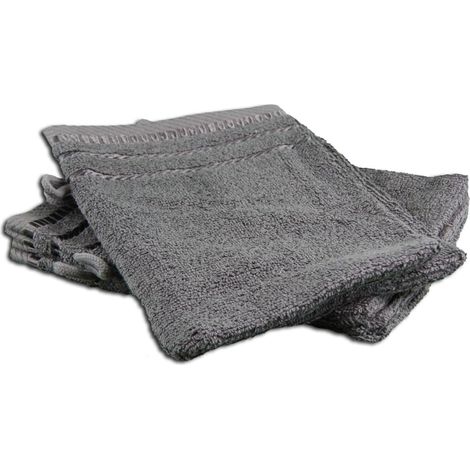 Lot de 4 Gants de Toilette,  100% Coton, 17 x 24 cm - Anthracite