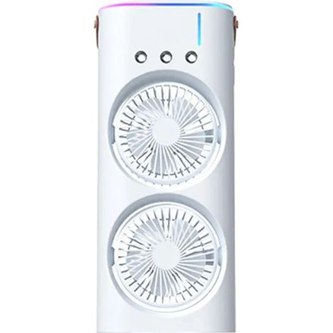 Humidifier Fan - 2 Spray Personal Air Cooler, Water Mist Desktop Blowers  Double Spray LED Light Design  Travel Camping Room Bedroom Home, Moisture Output Long Lasting Refreshing Ventilator Devices (1/5)