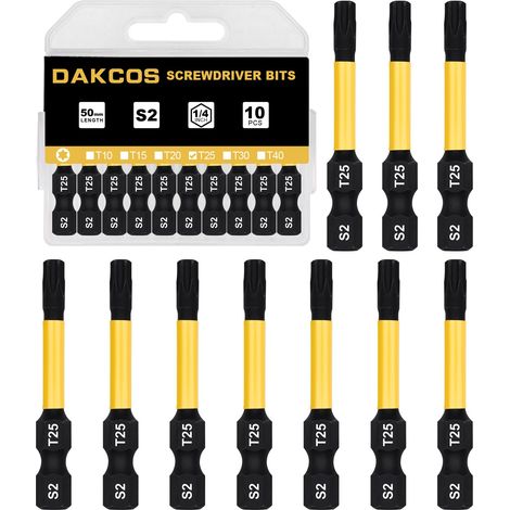 T25 Bit long, embout Torx T25, embouts vissage à choc pour tournevis (1/4)