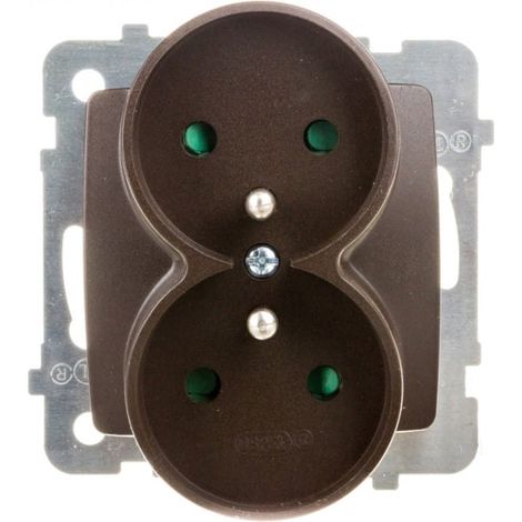Presa doppia Karo con/con persiane color cioccolato metallizzato GP-2SRZP/m/40