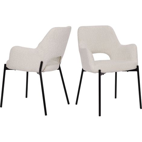 Lot de 2 Chaises avec Accoudoirs et Dossier Ajouré pour Salle à Manger et Salon - PANGIVO (1/5)