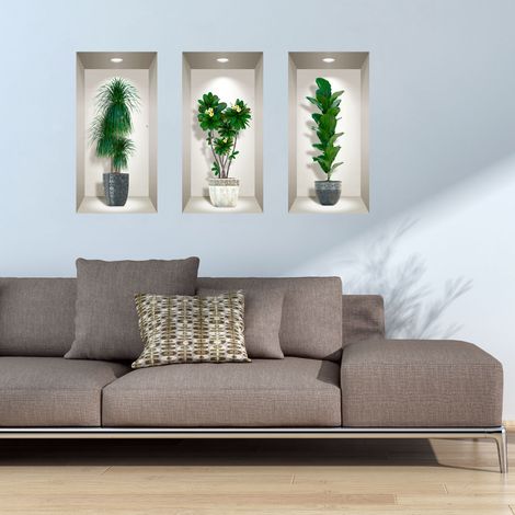 Sticker 3D plantes d'intérieurs chic designs 80 x 120 cm (1/4)