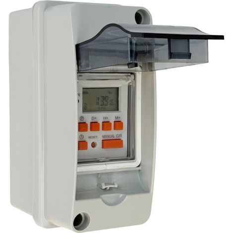 Minuteur étanche, minuterie numérique avec batterie intégrée pour automatisation, 10 programmes pour pompes de piscine, chauffage, spa, extérieur (1/5)