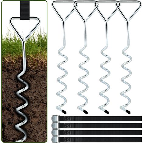 Randaco Bodenanker Trampolin Set (4 Stück) – 40cm Robuste Erdanker für Trampolin – Schraubanker zum Eindrehen zur sicheren Befestigung im Boden