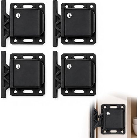 Verrou Placard Camping Car, Bouton Poussoir, Lot de 4, Noir (1/5)