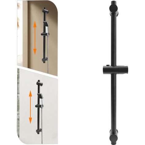 Barre coulissante de douche, support réglable pour douchette à main - noir, rotation à 360 degrés, longueur 66cm (1/5)