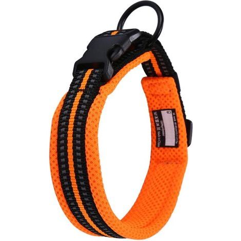 ZOLGINAH Collier pour Chien, Collier Réglable et Rembourré pour Chien Gros/Moyen/Petit avec Bande Réfléchissante(Orange ) (1/5)