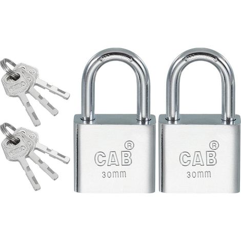 2er Set Vorhängeschloss 30mm Edelstahl, gehärteter Bügel, verschiedenschließend, für Innen & Außen