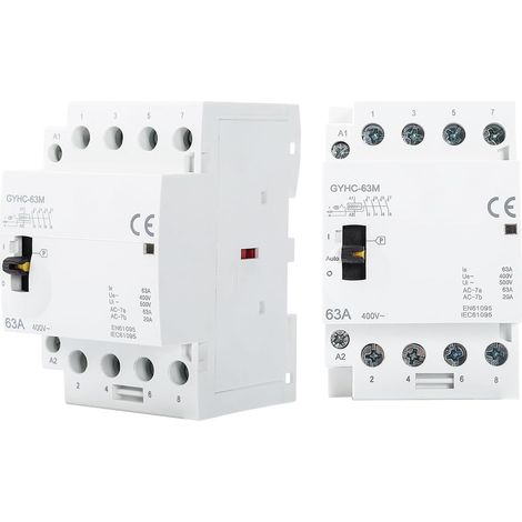 400V 3 Phase 4 Wire AC Contactor Home Contactor AC 4P 63A 4NO Ultra Quiet and Highly Efficient Flame Retardant DIN Rail Manual Automatic Model. (1/5)