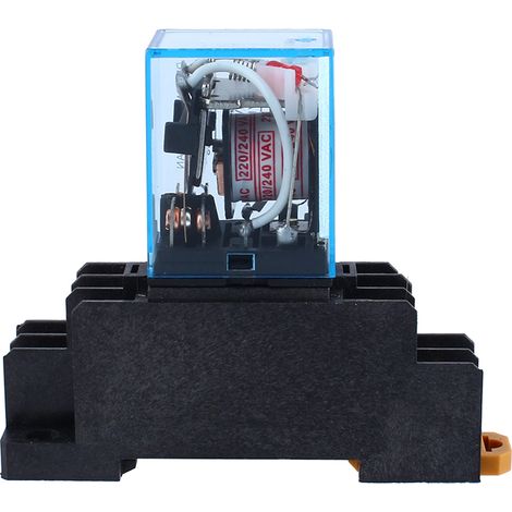 Relais de puissance à bobine AC 220V, 10A, DPDT, LY2NJ HH62P HHC68A-2Z, avec socle à douille (1/5)