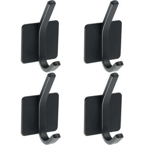 BARKBUSTERS4 Pcs Crochet Adhésif Patère Murale Adhésive en Acier Inoxydable SUS 304 Porte Manteau Mural Noir Porte Serviette pour Salle de Bain ou Cuisine (1/5)