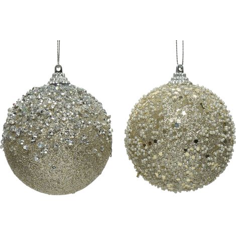Palline per albero di Natale in foam decorate con Glitter, confezione da 12 pezzi -8 cm (1/3)