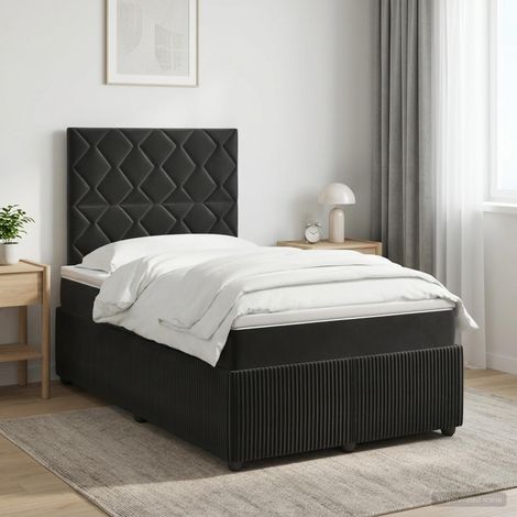 Lit boxspring avec matelas Noir 120 x 190 cm Velours (1/5)