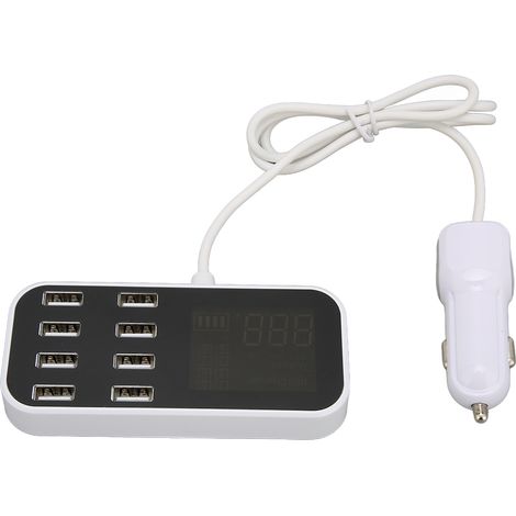 cargador para coche, 8 puertos USB, pantalla digital, 40W, para smartphone y tablet. (1/5)