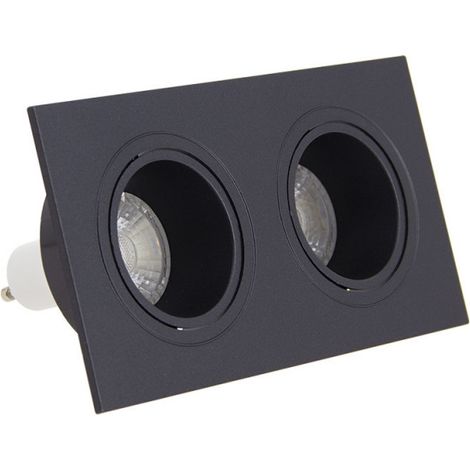 Spot 2 têtes GU10 50W 2700K Carré orientable Noir IP20 (1/5)