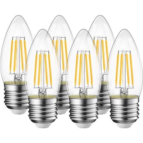 4W Ampoule LED Filament E27 C35, Ampoule à Bougie, 2700K Blanc Chaud,Non-Dimmable, Lot de 6 (1/5)
