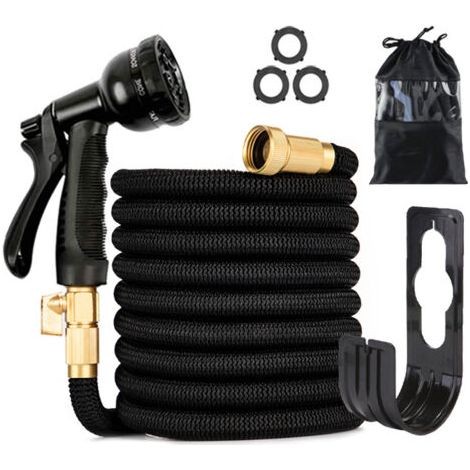 Green Mobility-Tuyau d'arrosage Extensible 10m, Tuyau d'eau Flexible avec Pistolet d'Arrosage à 8 Modèles d'Irrigation, Raccords de 3/4" et 1/2" en Laiton Massif, Tuyau d'arrosage avec Sac de Rangemen (1/5)