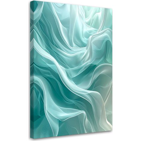Quadro su tela, Onde turchesi astratte in una composizione moderna - 40x60 (1/2)