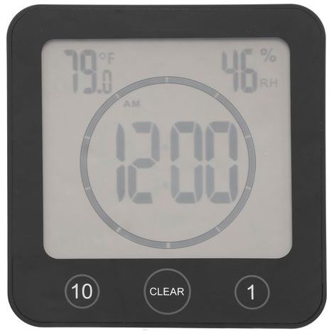 Horloge de douche étanche pour salle de bain compte à rebours alarme thermomètre hygromètre (1/5)