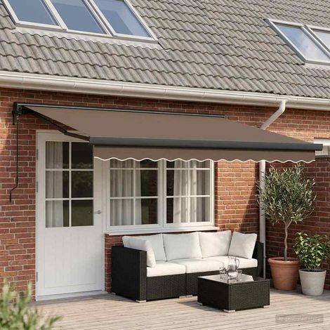 Teenpull – Ausziehbare Markise Taupe 500 x 300 cm Stoff und Metall (1/5)