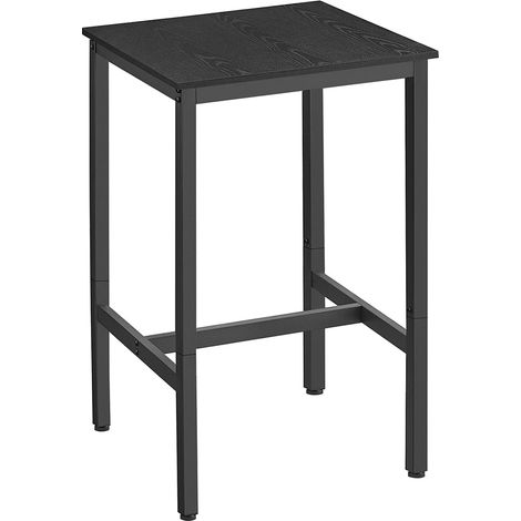 Table haute table de bar carrée cadre en acier 60 x 60 x 92 cm montage facile pour cuisine salon style industriel noir (1/4)