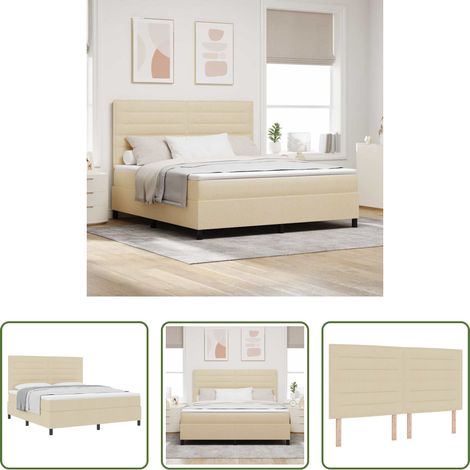 Matratze - Boxspringbett mit Matratze Creme 180 x 200 cm Stoff (1/5)