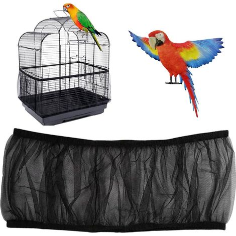 Housse de protection pour cage à oiseaux - Filet anti-débris réglable, universel, maille fine pour éviter la dispersion des graines et des plumes, facile à installer et à nettoyer (1/5)