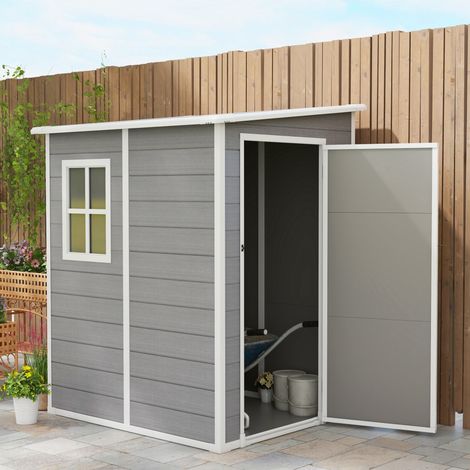 Caseta de jardín 122 x 149 x 192 cm de aluminio gris con ventana y cerradura – MEUBLIV (1/5)