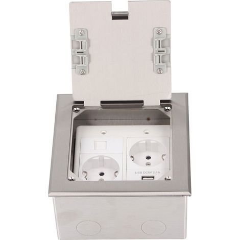 Prise de sol encastrée 2500 W 16 A, 2 prises, 1 port USB, 1 port pour ordinateur (1/5)